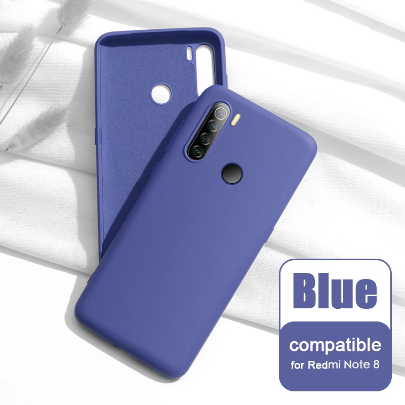 for Note8 Blue Чехол для Xiaomi Redmi Note 8/Note 8 Pro жидкий силиконовый мягкий чехол для Redmi Note 8 задняя крышка и закаленное стекло - Цвет: for Note8 Blue
