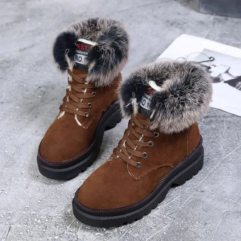 Tuyoki/ботильоны женская зимняя обувь на платформе с круглым носком толстой подошве