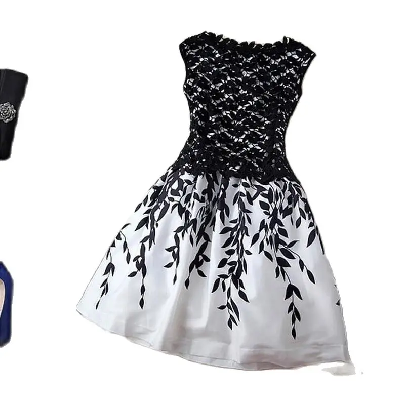 Женское Повседневное платье с принтом листьев весеннее элегантное кружевное