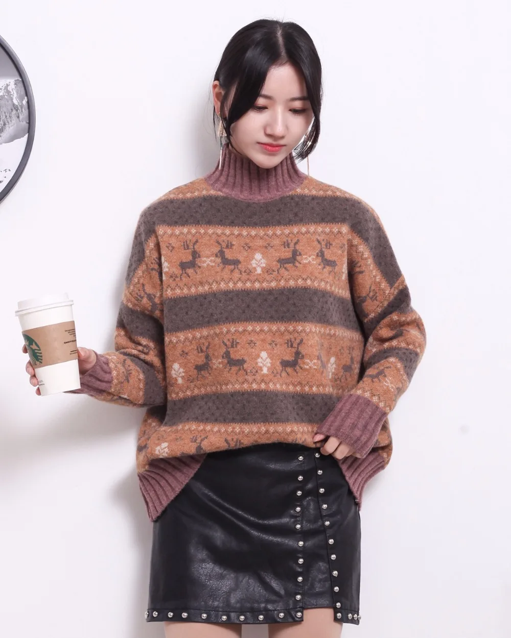 Vintage Fashion Women Pullovers Turtleneck Casual Christmas Sweaters 2021 Knitted Winter Clothes pull femme hiver | Женская одежда