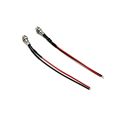 

50Pcs 3V 5V 6V 9V 12V 24V 3mm LED With Flat Head 6mm Mounting Hole Metal Holder Header and Wire, White Red Blue Green Yellow