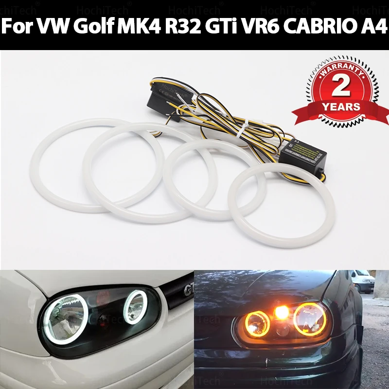 

Светодиодная хлопковая подсветка Angel Eye Halo Switchback двухцветная для Volkswagen VW Golf MK4 R32 GTi VR6 CABRIO A4 1998-2004