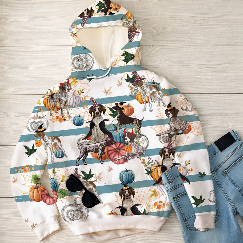 

Hot Sale Men Clothing Usa Size Oversized Hoodie Anime Printing Halloween Pumpkin Dog Hooded Long Sleeve Streetwear