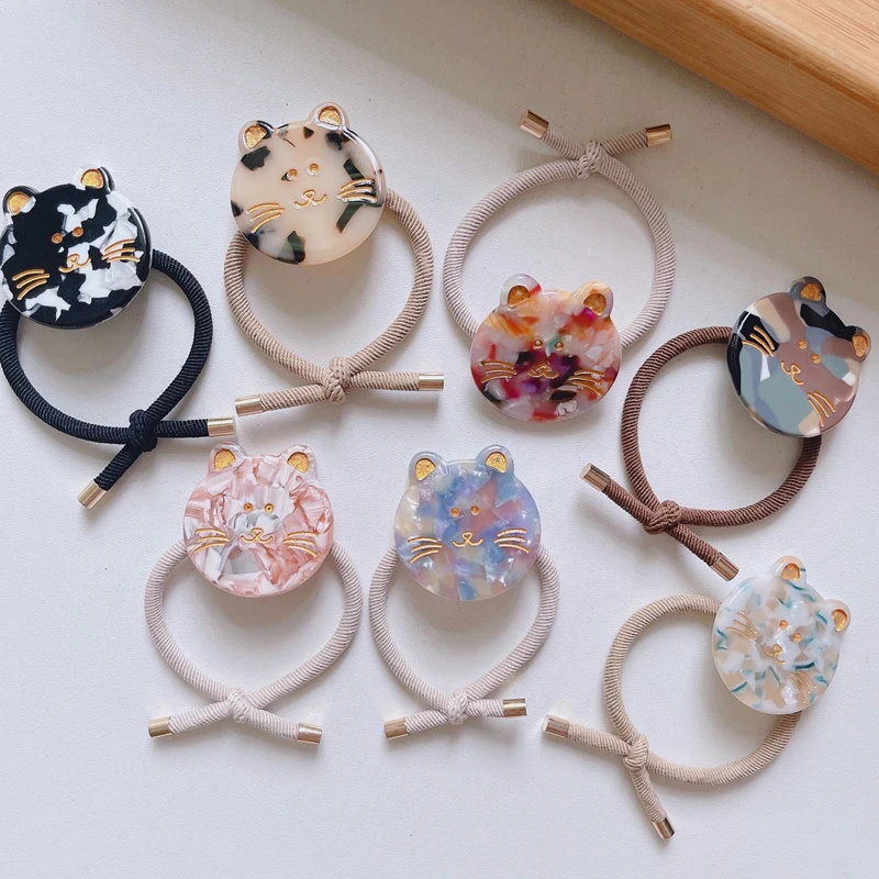 

New Korea Acetate Sheet Cat Hair Scrunchies Elastic Hair Bands Rubber Band Hair Ring For Women Cartoon Hair Accessories