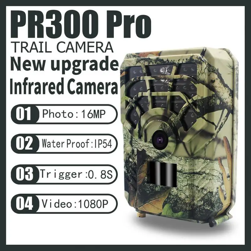 

Камера для фотоловушки дикой природы 16 МП 1080P, инфракрасная охотничья камера s PR300 Pro, беспроводная камера наблюдения за дикой природой, трек-...