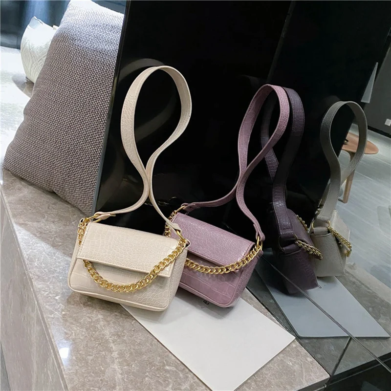 

NEW-Bags for Women Pattern Handbag PU Fashion Shoulder Bag Chain Lock Messenger Bag Small Square Bag