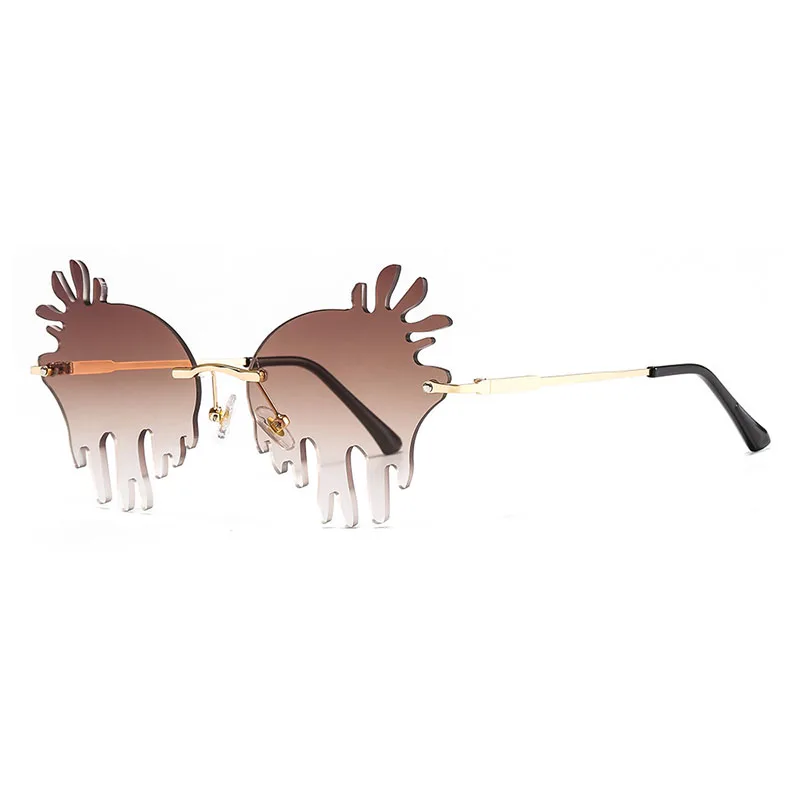 

2020 Frameless Metal Sunglasses Woman Irregular Tears Sun Glasses High Quality Gradient Glasses Unisex