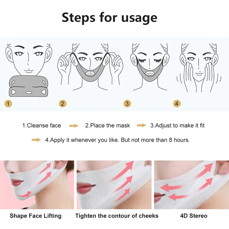 PUTIMI 4D Double V Shaped Face Mask Lifting Ear Hook Hydrogel Line Sheet Slimming Chin Check Neck Lift Anti Wrinkle | Красота и