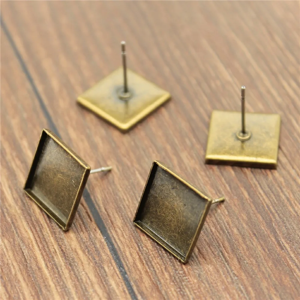 

Accessories for jewelry charm DIY 12mm square earring setting 10pcs