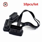 10 шт.лот плоский тонкий как лапша OBD2 16Pin ELM327 штекер-гнездо удлинитель для локтя диагностический сканер разъем Бесплатная доставка