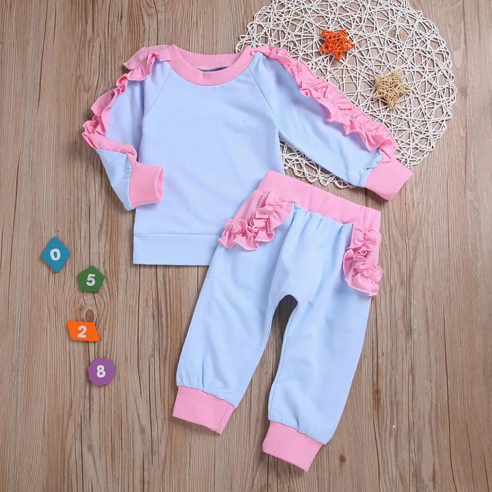 Спортивный костюм для девочек весенне осенняя одежда с оборками маленьких