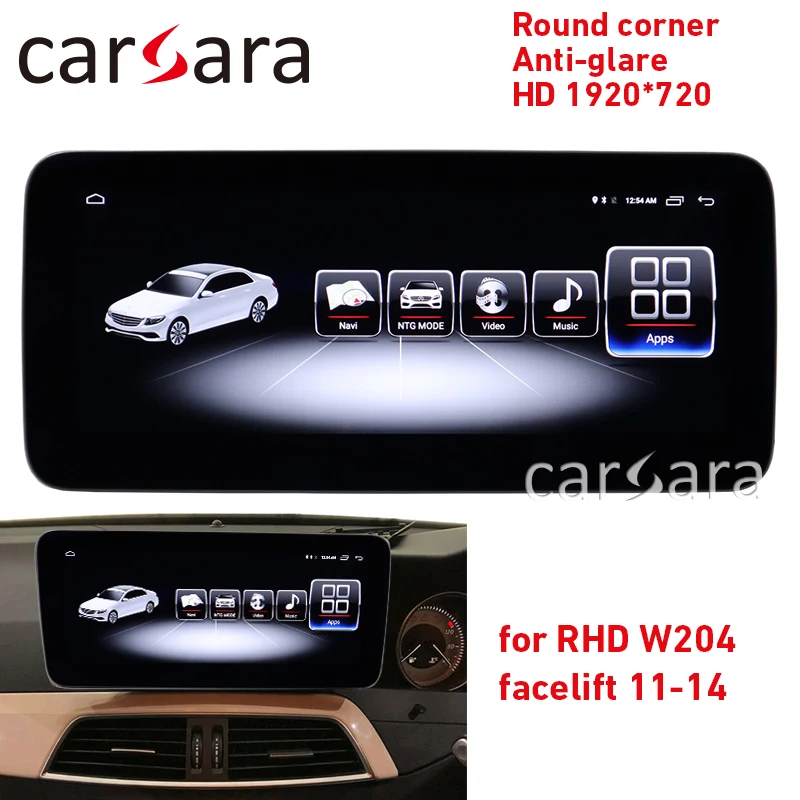 Android Widescreen C class W204 монитор RHD с круглыми углами C180 антибликовый дисплей C300 4G RAM 1920 PAD