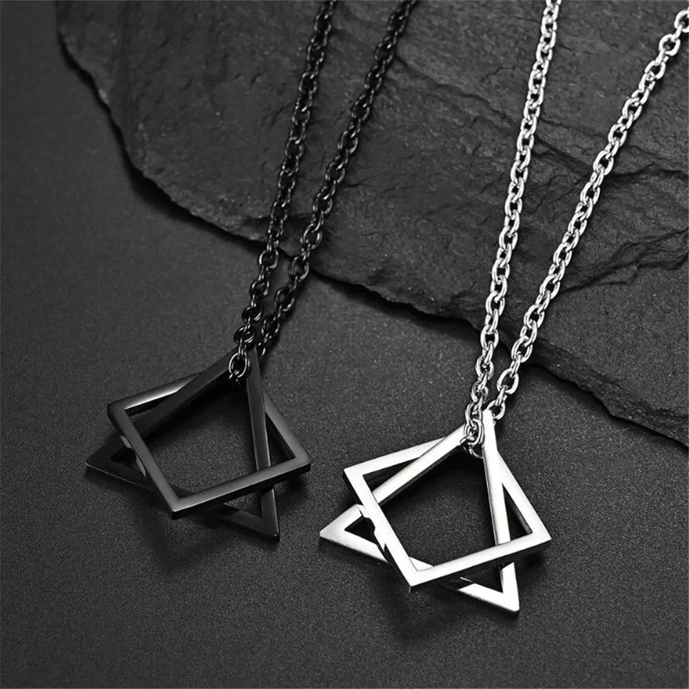 

Creative Geometric Square Combination Men's Necklace Cold Wind Ins Hip Hop Net Red Tide Men And Women Couple Pendant Wholesale