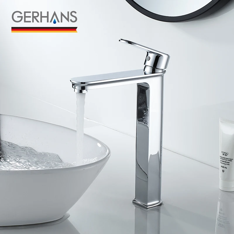 GERHANS Faucet K11122 K11122T Смеситель для умывальника высокий с гайкой Цвет: Хром Чёрная