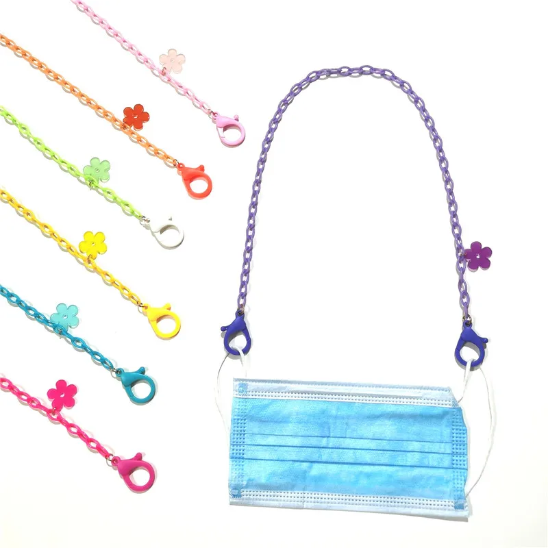

Fast Delivery Women Length Acrylic Adjustable Neck Necklace Accessories Anti-lost Mask Strap Holder Color Floret Candy Bandage