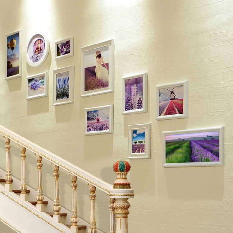 

Hanging Photo Album Set Creative Staircase Living Room Background Mural Photo Frame Family Celosia Madera Wall Decor EF50ZP