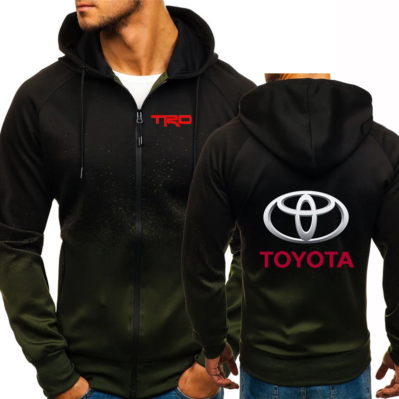 

2021 Spring Autumn Men's Toyota Motorsport Trd Print Hoodies Zipper jackets Car Logo Man Sweatshirts Casual Gradient Color Coats
