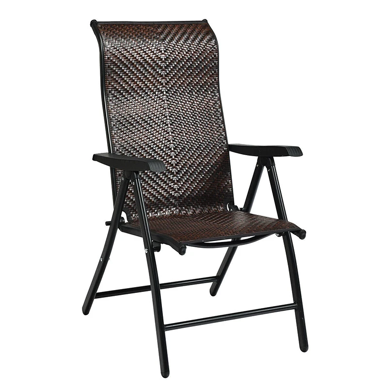 

Patio Rattan Folding Reclining Chair 5 adjustable positions Durable weather resistant PE rattan ergonomic curve outdoor Chair
