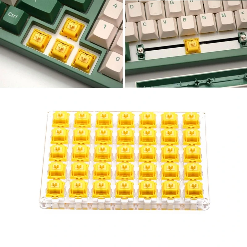 

35pcs Gateron CAP Switch Yellow Gold milky For Mechanical Gaming Keyboard Linear Switches 3pin 63g Bottom