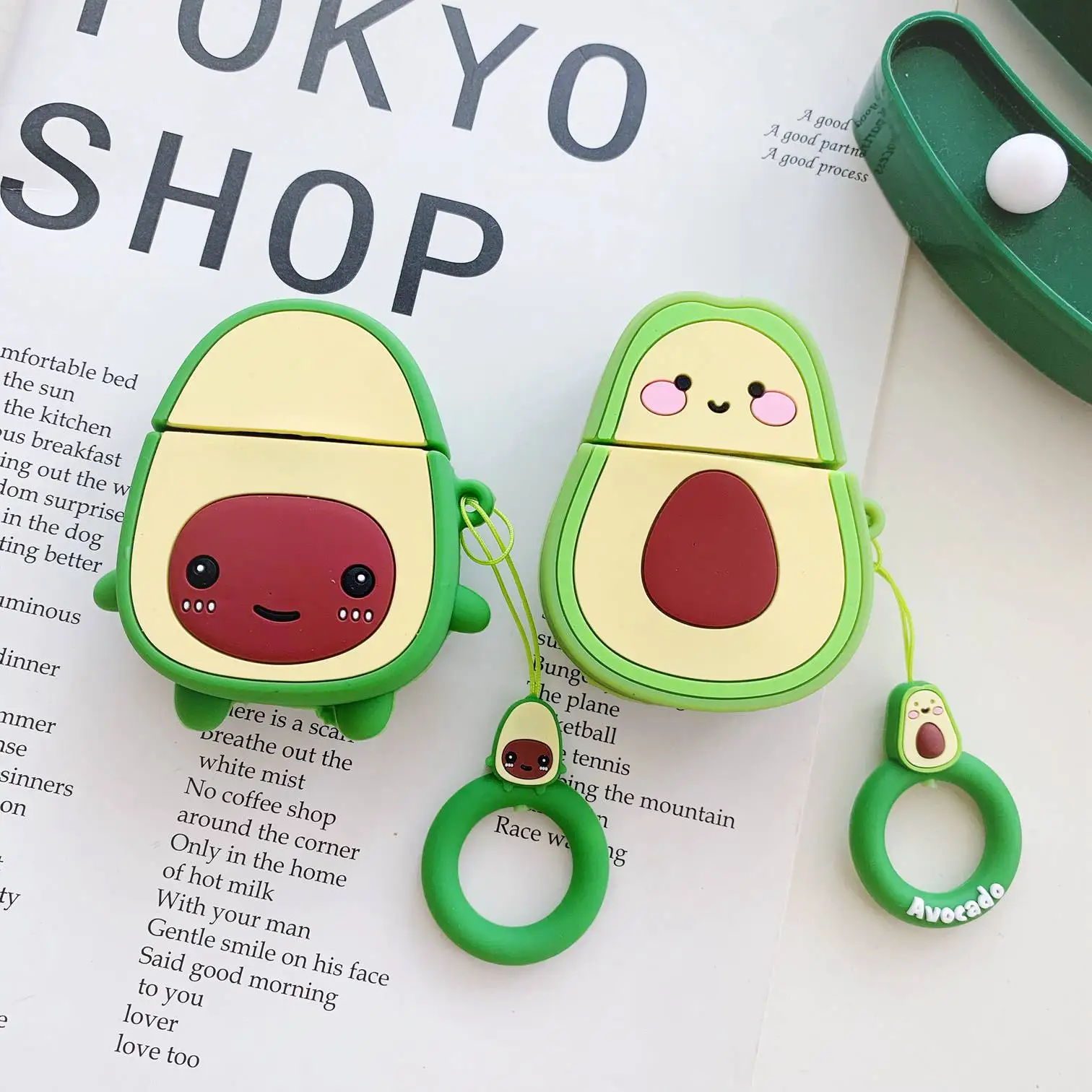 Чехол для AirPods 2 милый мультяшный динозавр ребенок/авокадо фри/Кактус силиконовый
