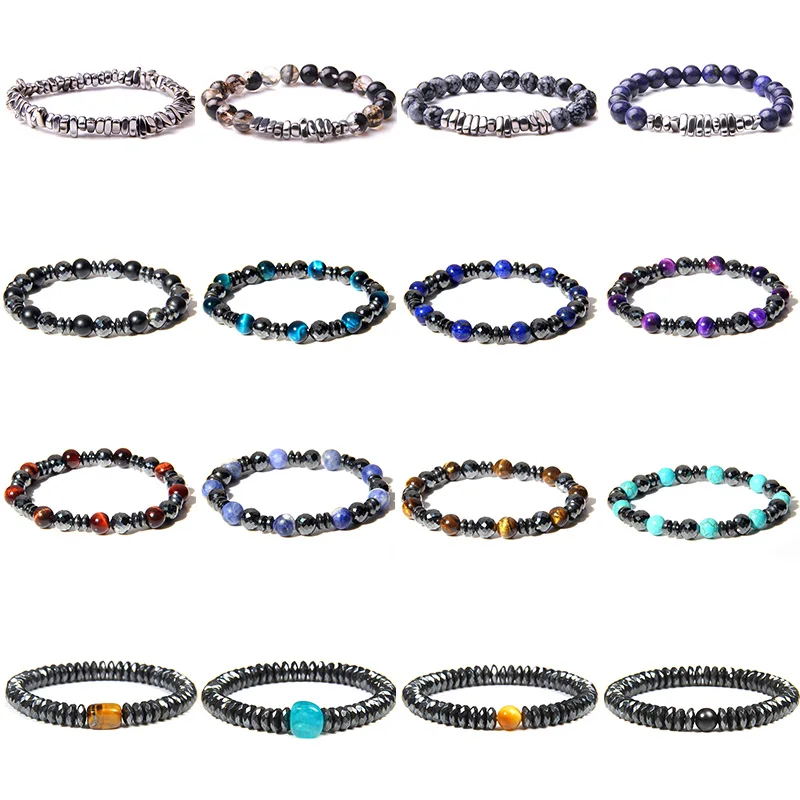 Модные Дизайнерские мужские браслеты Ограненный гематит бусины браслет для