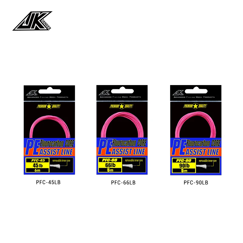 PFC PE Fishing Assist Line 45LB 66LB 90LB Fluorocarbon Core Pink Slow Jigging DIY Sea Hook | Спорт и развлечения