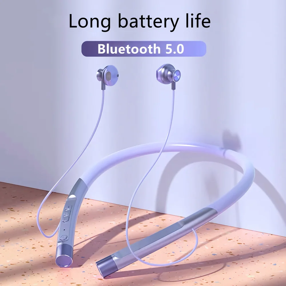 

Sports Bluetooth Headset 5.0 wireless Neckband Earphones Hanging Neck Stereo Headphones Waterproof Earbud With Microphone