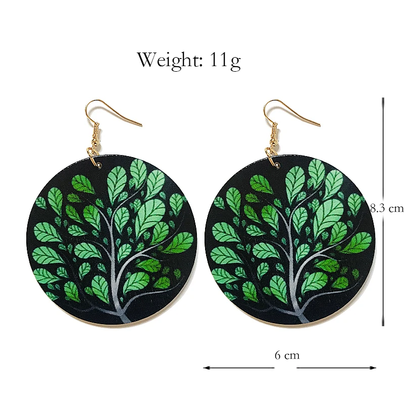 Женские круглые серьги YULUCH большие серьги-подвески с принтом дерева в этническом