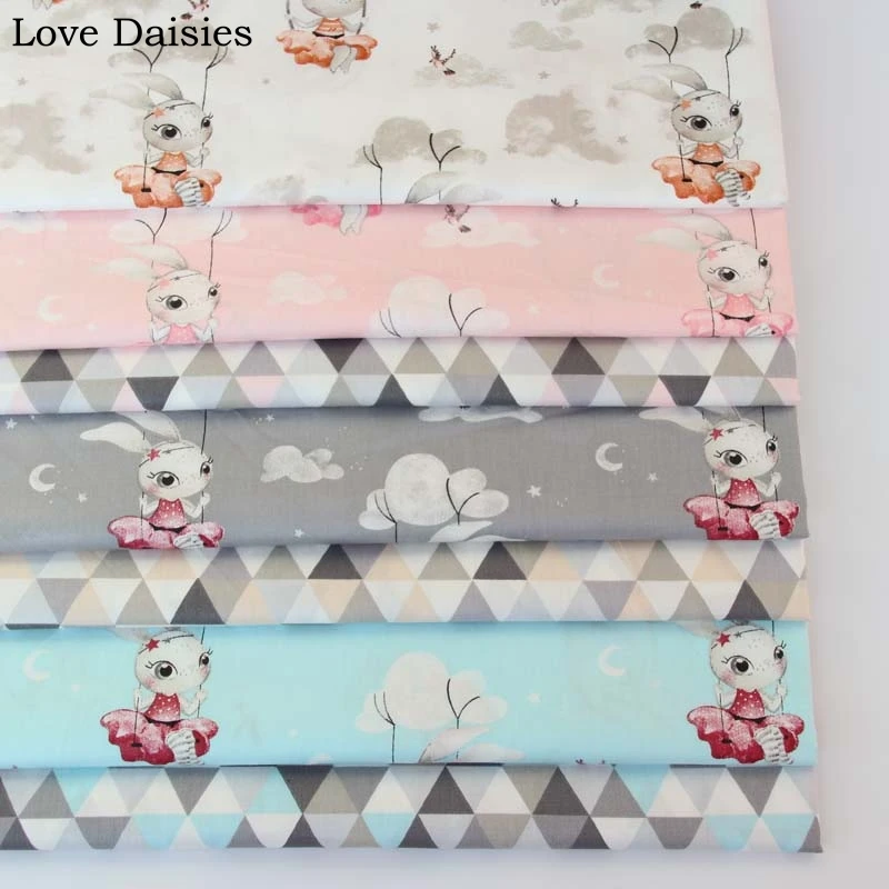 100% хлопчатобумажная ткань саржевого переплетения Сказочный розового и голубого