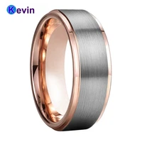 rose gold tungsten ring men women wedding band stepped brushed finish 6mm 8mm comfort fit