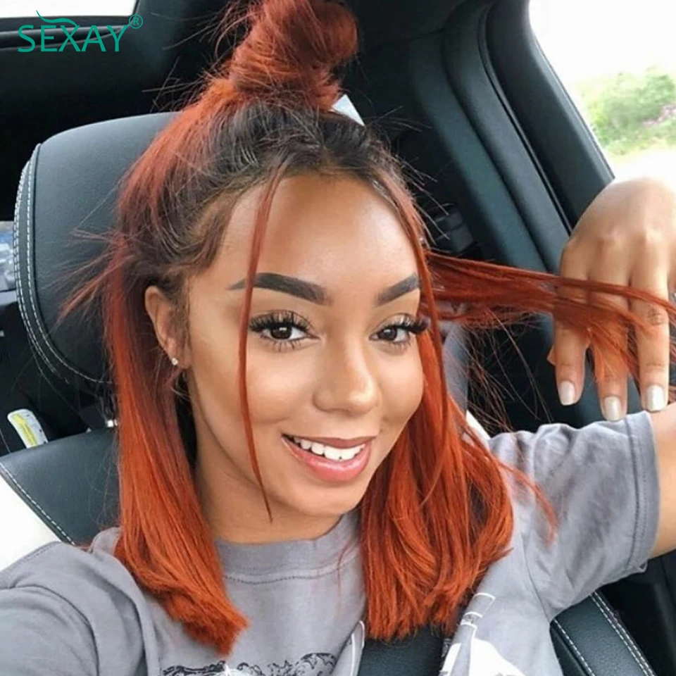 

Sexay Ginger Lace Front Wig 28" Ombre 1B 350# 4x4 Closure Wigs 10A Remy Peruvian Straight Human Hair Wigs 13x4 Lace Frontal Wig