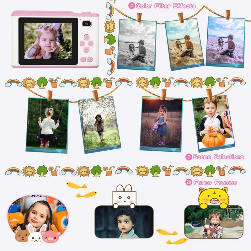 Детская мини камера с мультипликационным принтом Спортивная цифровая двумя