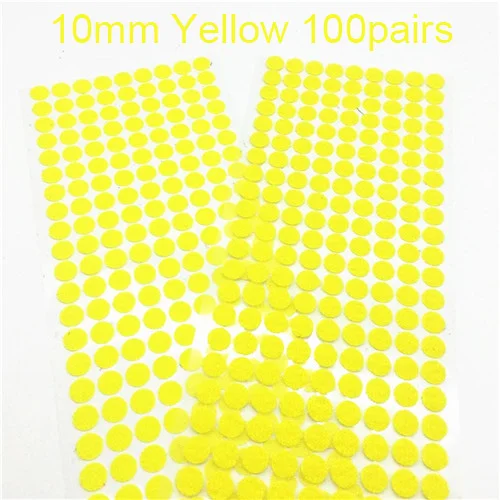 10mm yellow 100 pair Белый, черный, 10 мм, 15 мм, 100 пар, клей, крючок и петли, наклейка, крепкая, самоклеющаяся, точечная, нейлоновая, водонепроницаемая, клейкая, крепежная лента - Цвет: 10mm yellow 100 pair