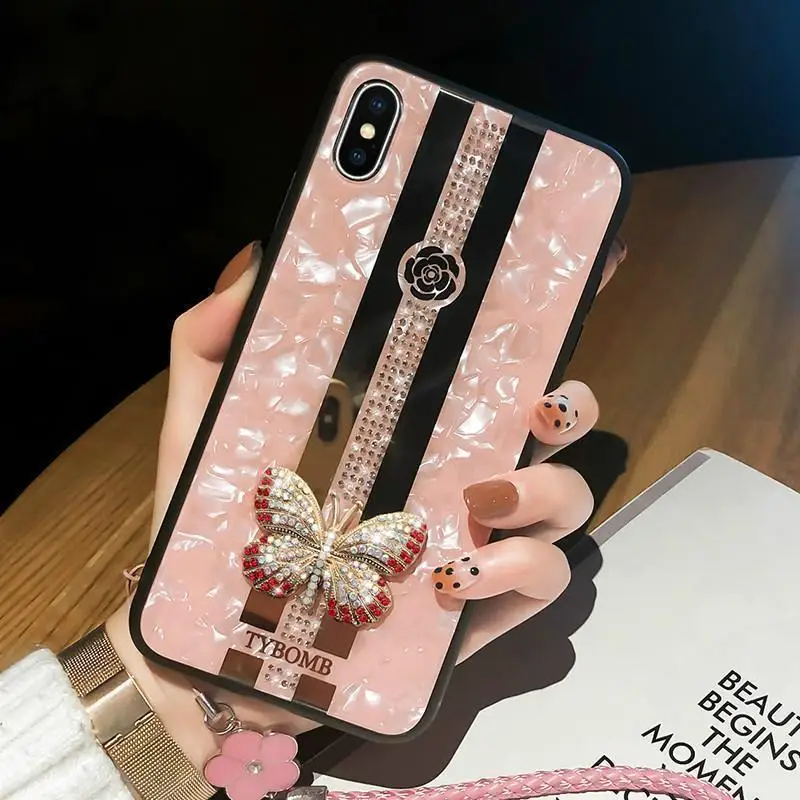 

Luxury Creative Mirror Fashion 3D Inlaid butterfly Phone Case For iPhone X XR XS 12 mini 11 Pro Max Cover For iPhone 7 8 6s Plus