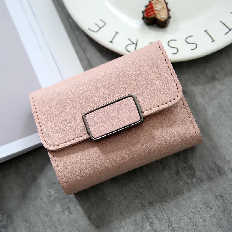 Square-Pink Женские кошельки, Маленький модный брендовый кожаный кошелек для женщин, женская сумка для карт, клатч, Женский кошелек, кошелек с зажимом для денег - Цвет: Square-Pink