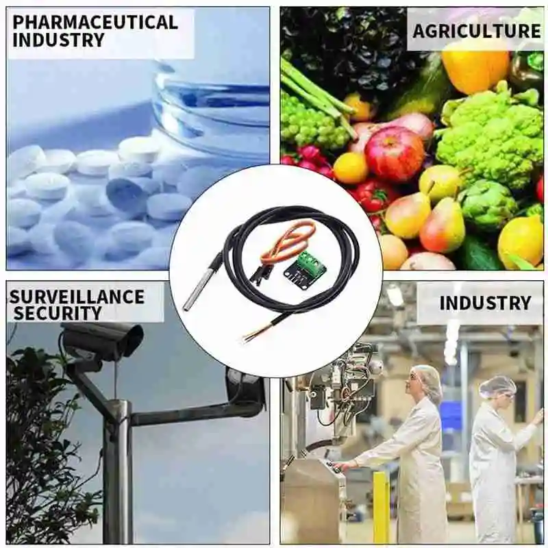 

DS18B20 Temperature Sensor Module Kit Waterproof 100CM Adapter Steel Cable Probe Sensor For Digital Terminal J0V6