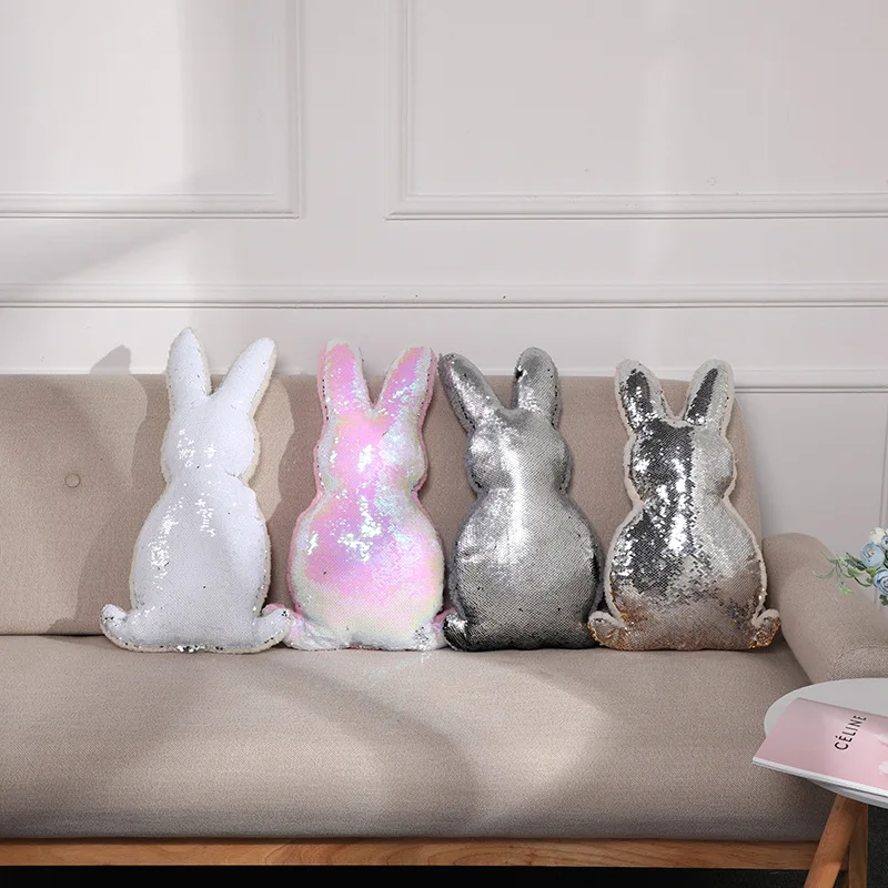 Madream Sequined White Rabbit Throw Pillow Modern Minimalist Home Decoration Pillowcase Fashion Sofa Chair Cushion Kids Pillows