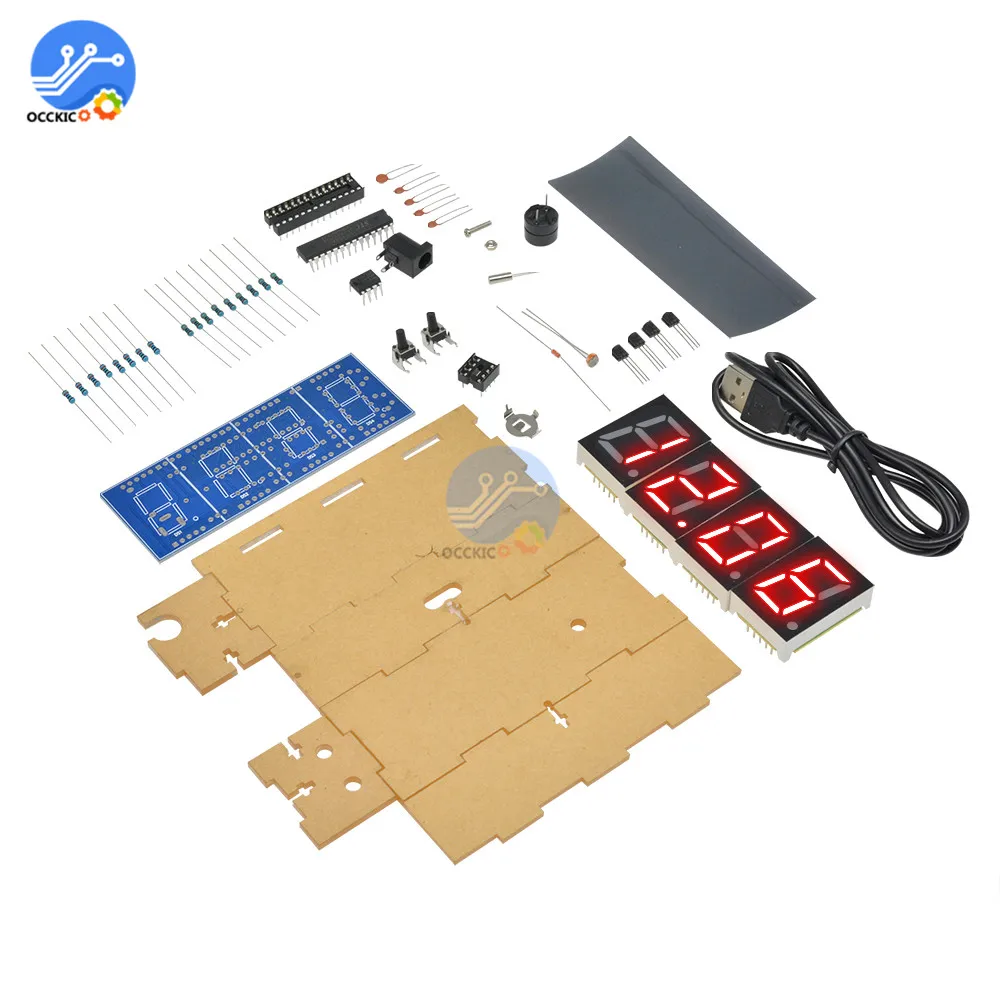 Электронные светодиодные часы комплект сделай сам с цифровым дисплеем контролем