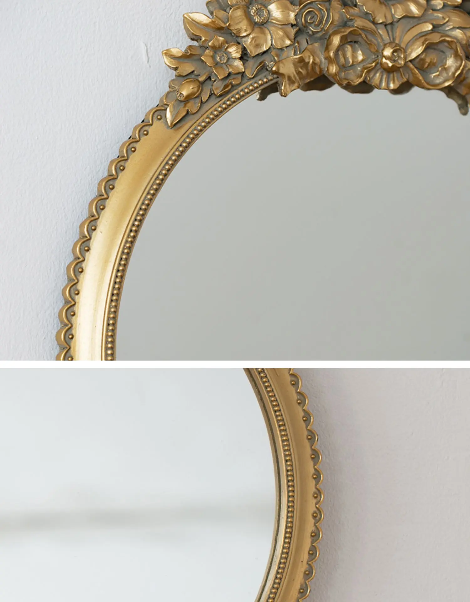 Французское винтажное резное Золотое круглое настенное украшение с бантом