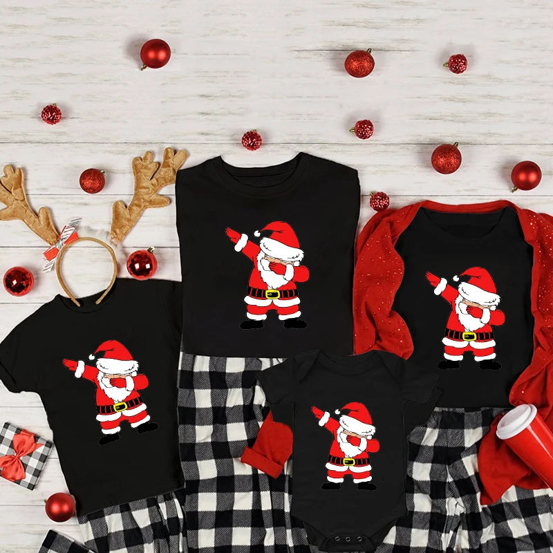 

Модель 2021 года, семейная футболка с подходящим рисунком Санта-Клауса, семейная футболка для папы, мамы, ребенка, детская одежда для рождевеч...