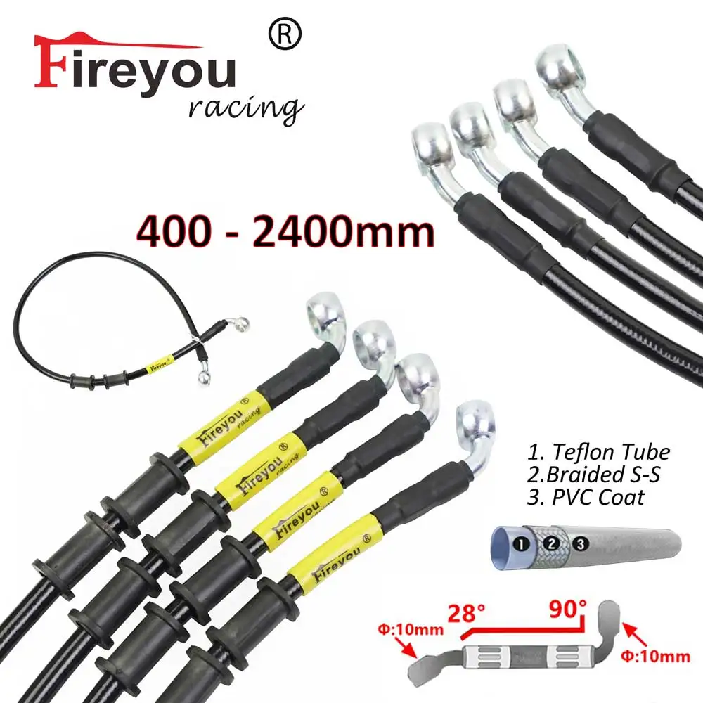 AN3 Плетеный тормозной шланг для мотоцикла, гоночного велосипеда, питбайка, уличного велосипеда, вездехода усиленный тормозной шланг из нержавеющей стали в горошек, маслопровод