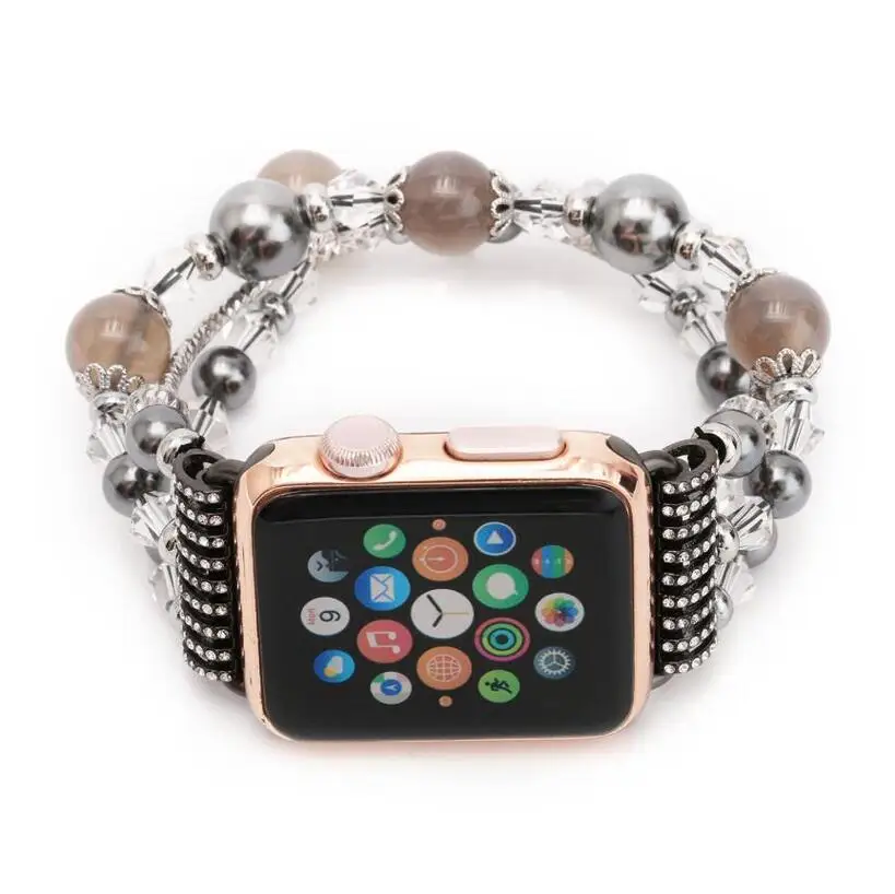Новейший женский Агат браслет для Apple Watch Band series 3 2 1 для iWatch ремешок Ювелирная серия 5 4 40 мм 44 мм - Цвет ремешка: grey