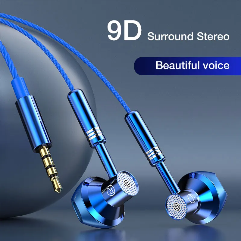 

EARDECO 9D Stereo With Mic Earphones Headphon In-ear Wired Headphones Bass Wire Earphon Earbud Phone Headset With Microphone