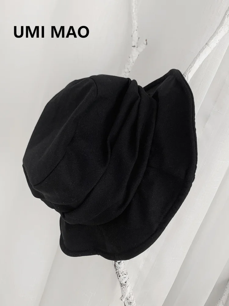 UMI MAO Yamamoto Wind Dark Black Japanese Retro Fisherman Hat Men Women Fold Design Hat Harajuku Y2k Femme Hombre Gothic