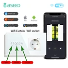 Сенсорный выключатель для штор BSEED с Wi-Fi и евророзеткой, стеклянная панель с белыми и черными кристаллами, смарт-жизнь, голосовое управление Alexa Google