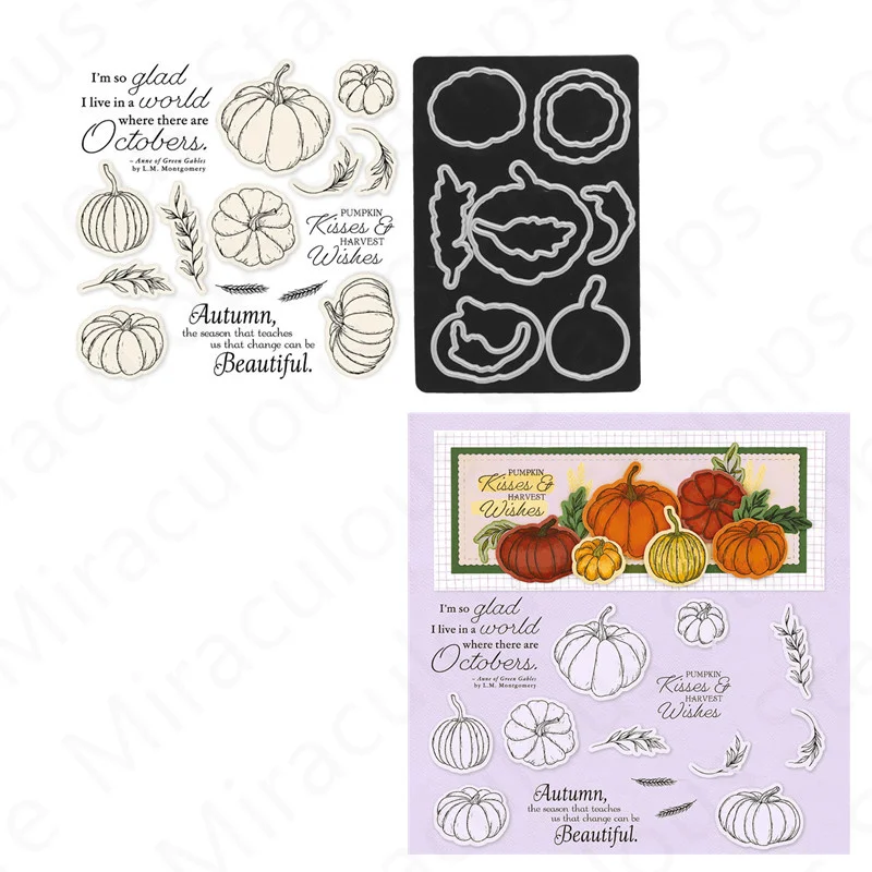

Halloween Pumpkin Metal Cutting Dies and Clear Stamp Stencils For Diary Making Greeting Card Decoration Scrapbooking New Arrival