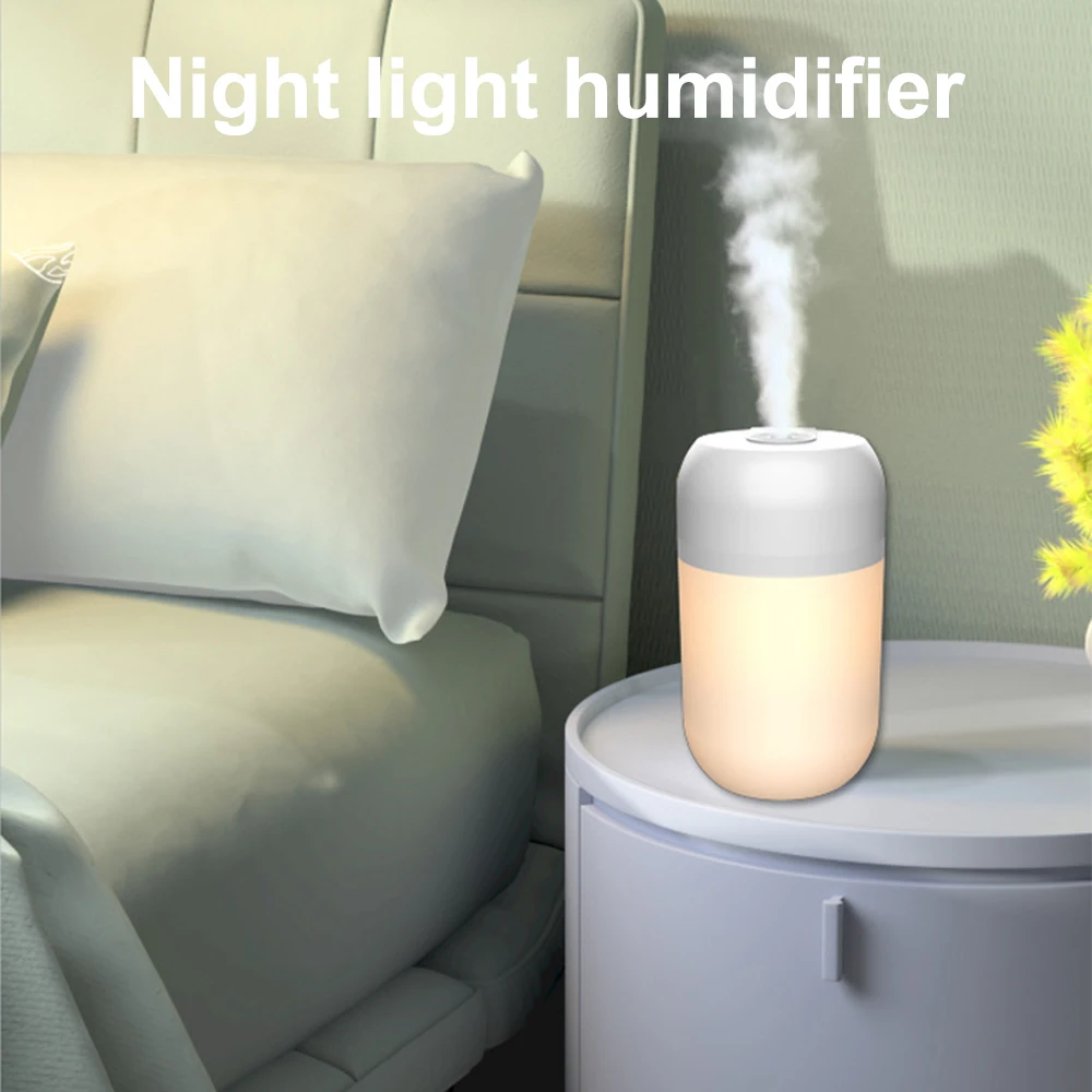 

Portable Household Air Humidifier USB Night Light Colorful Lighting Personal Desktop Humidifier For Cars Offices Bedrooms