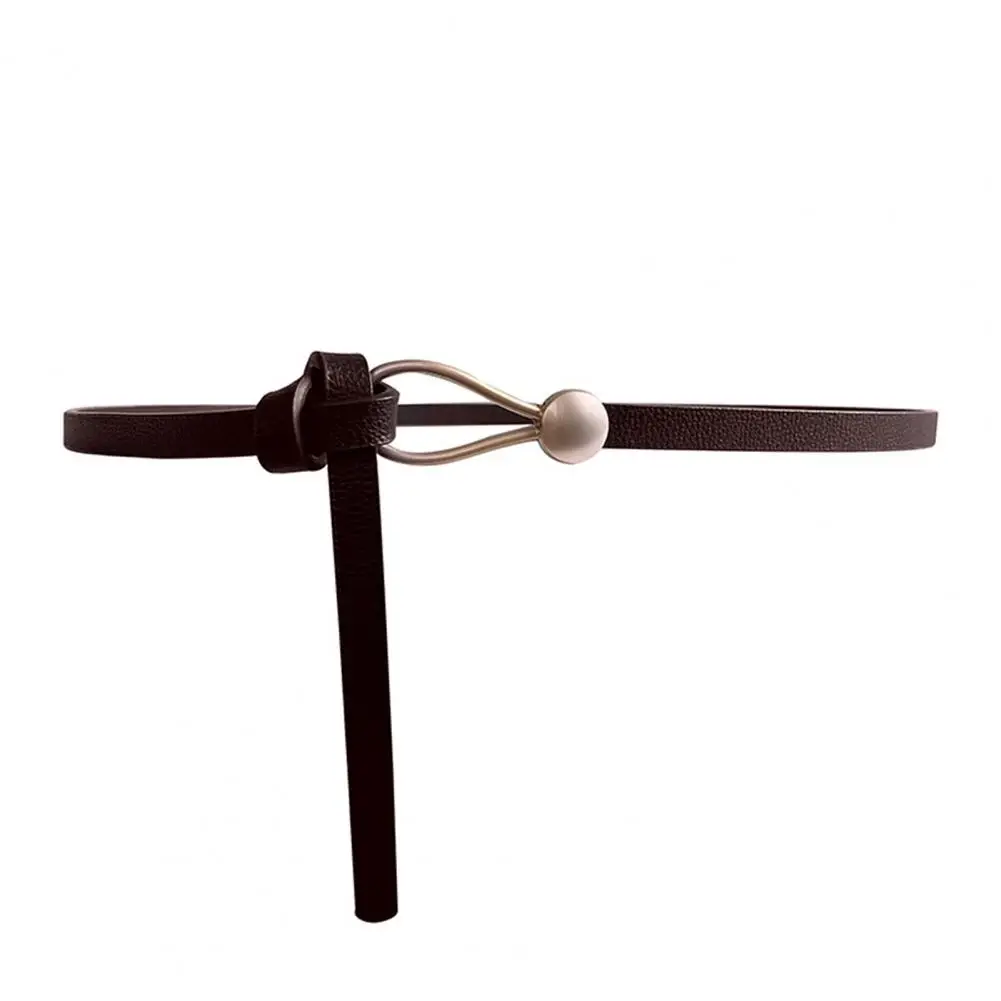 

Women Waist Belt Non-porous Design Anti-rust Faux Leather Golden Buckle Waist Belt for Shopping