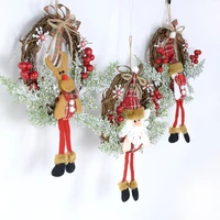 33x35cm christmas wreath natural rattan wreath with santa elk snowman xmas new year party door wall hanging ornaments supplies