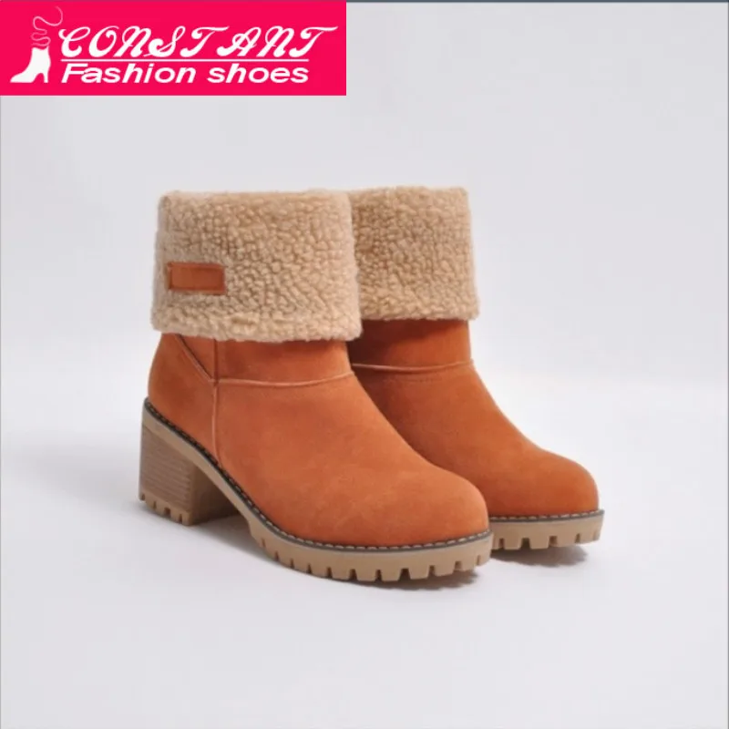 Зимние сапоги женская зимняя обувь флокированные ботильоны на платформе с